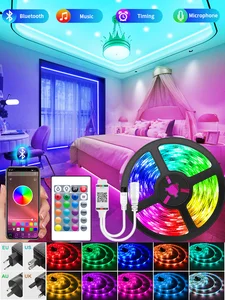 Светодиодная ленсветильник BESTOPE с Bluetooth, гибкая Водонепроницаемая светодиодная лента RGB 5050 SMD, 20 м, 5 м, 10 м, Диодная ленсветильник с управление...