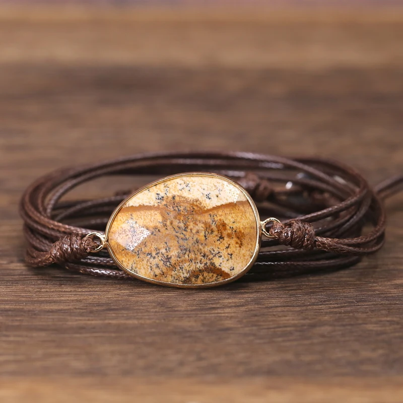 wrap браслет из натурального камня Picturestone Boho браслет дружбы для мужчин и женщин браслет с надписью подарки дропшиппинг