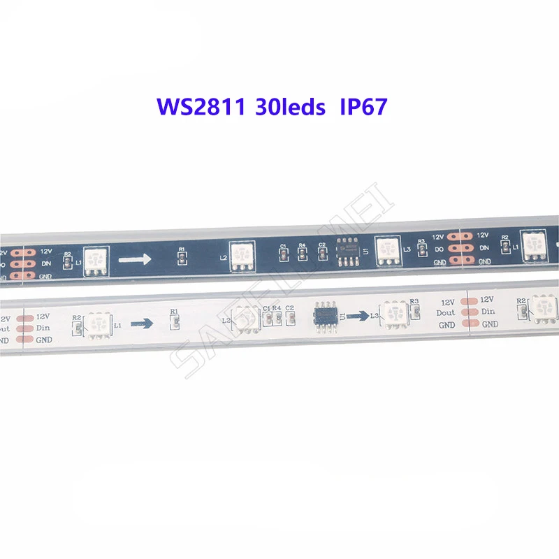 Dc12в 5050 SMD rgb 2811 ленточный светильник адресуемый 30/48/60 светодиодов/м умная