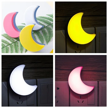 

Plastic LED Night Light Plug-In Wall Lamp Nursery light For Bedroom Moon Shape Lighting Sensor Control