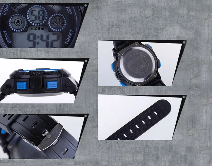 Детские спортивные часы с тремя мальчик цифровой светодиодный Кварцевый Будильник Дата водонепроницаемые спортивные часы умные часы для детей 50