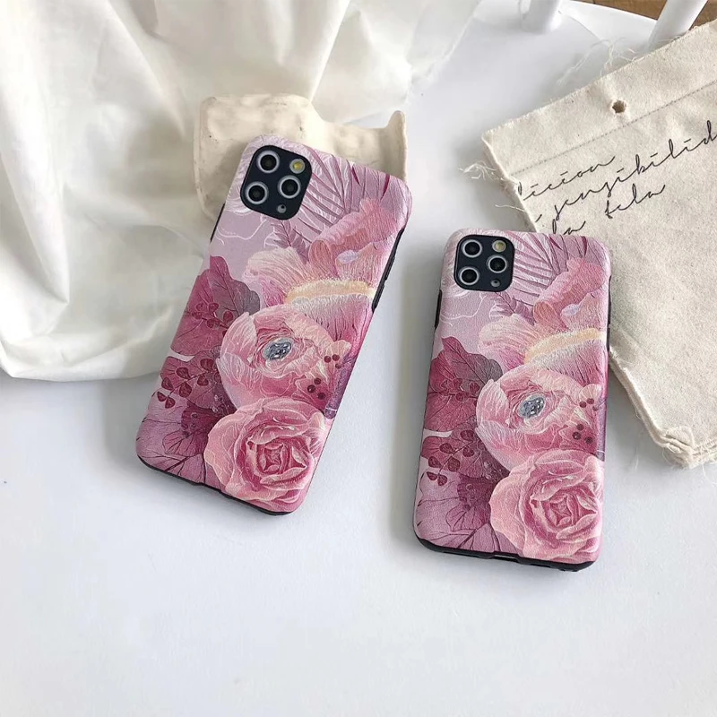 3D Шелковый мягкий чехол для Iphone 11 PRO MAX XS MAX XR X 7 8 6 6S Plus, винтажный Силиконовый противоударный гибкий чехол с изображением цветов