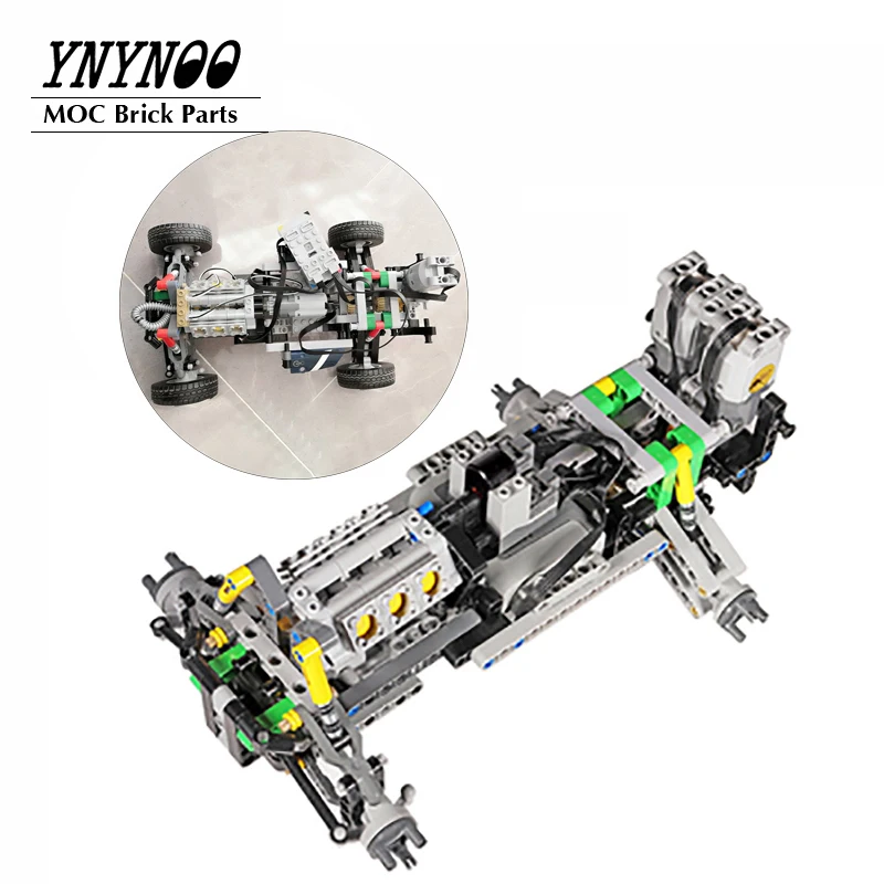 Новый MOC рулевое колесо с независимой подвеской мини поддельный V8 двигатель