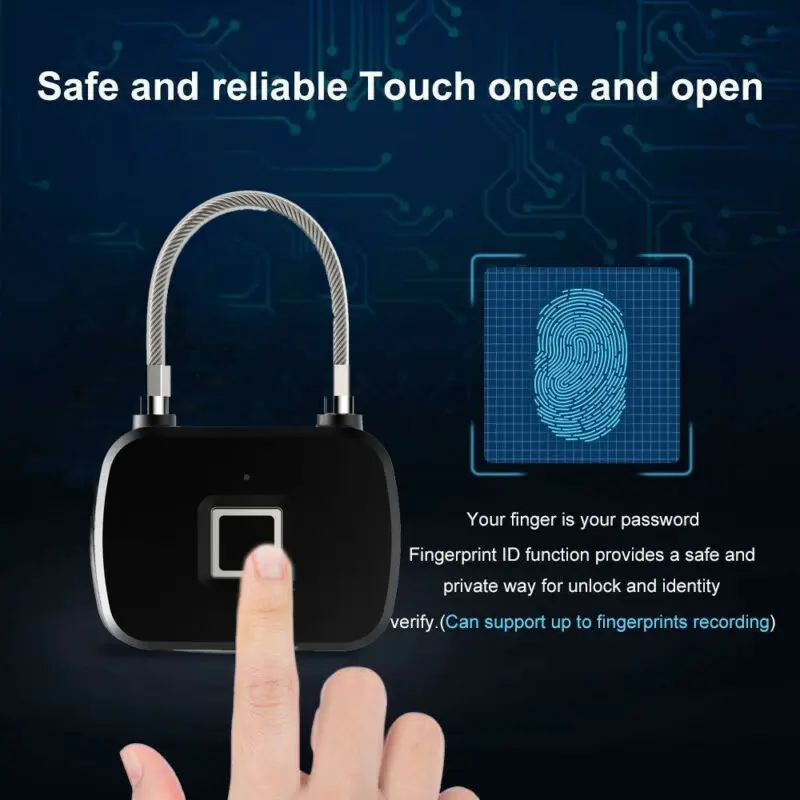 Anytek L13 безопасность Смарт Keyless USB Перезаряжаемый биометрический дверной замок быстрая разблокировка цинковый сплав металлический чемодан замок для чемодана