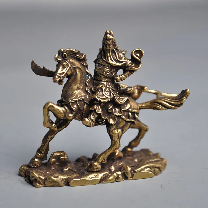 Riding Guan Gong Brass Decoration Bronze Statue No God of Wealth Yu Dadao Erye Office Buddha H | Дом и сад