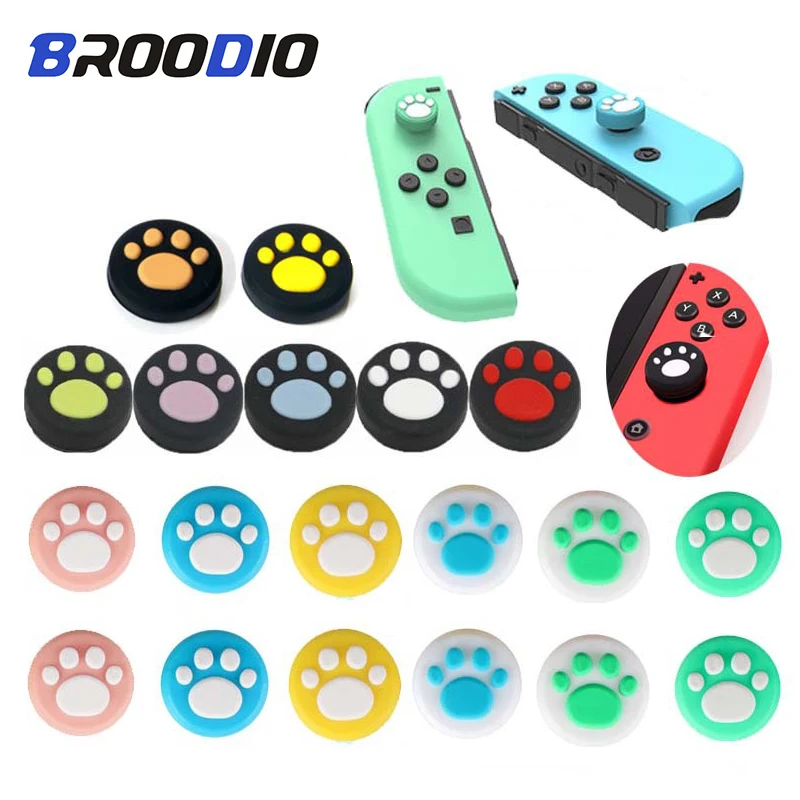 

4 Pcs Cute cat paw Thumb Stick Grip Cappuccio Joystick Copertura For Nintend switch Lite Ns controller Gamepad Case