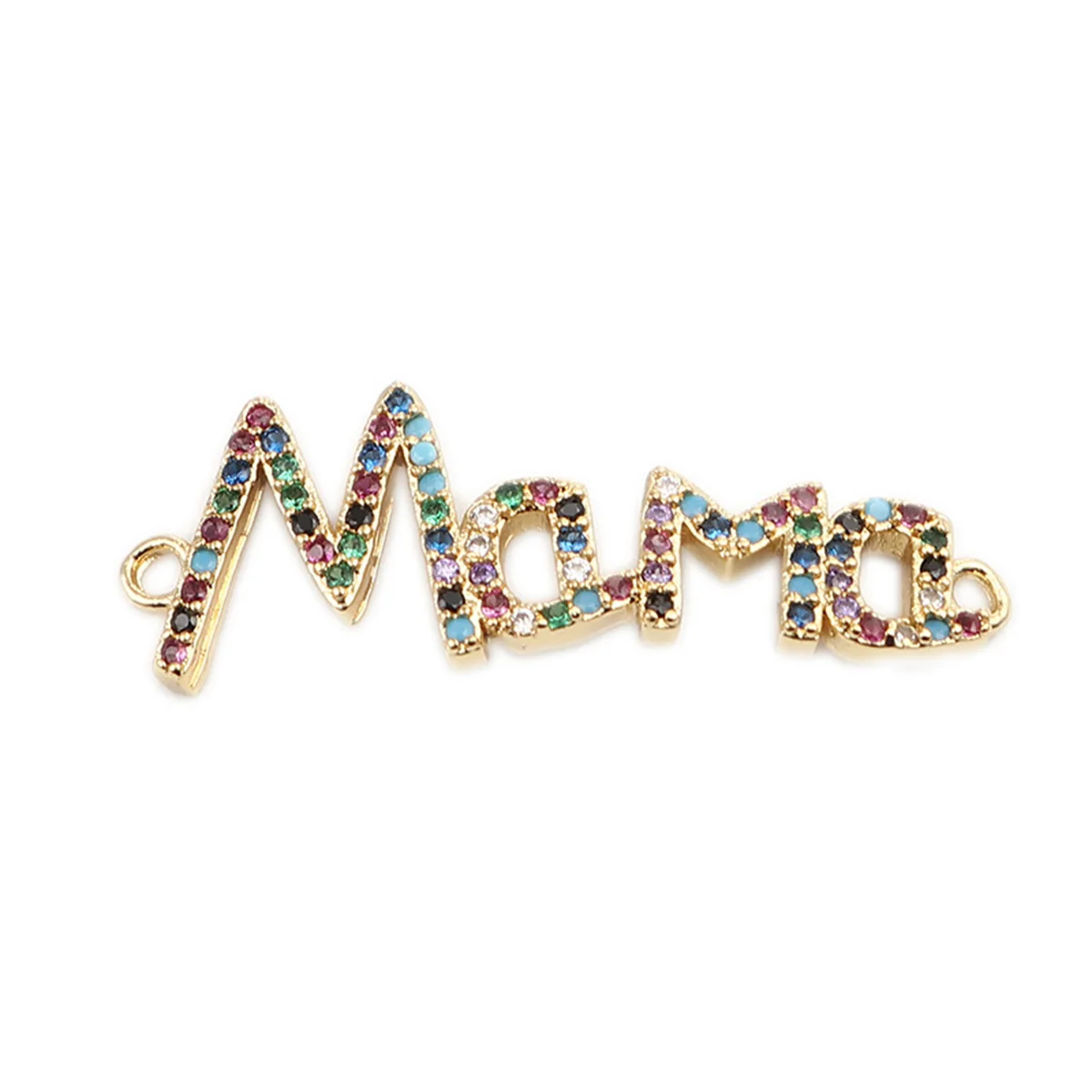 Gold 8 сезонов модные медные соединители золото/серебро/розовое золото сообщение "мама" разноцветные стразы аксессуары 31 мм x 11 мм, 1 шт - Цвет: Gold