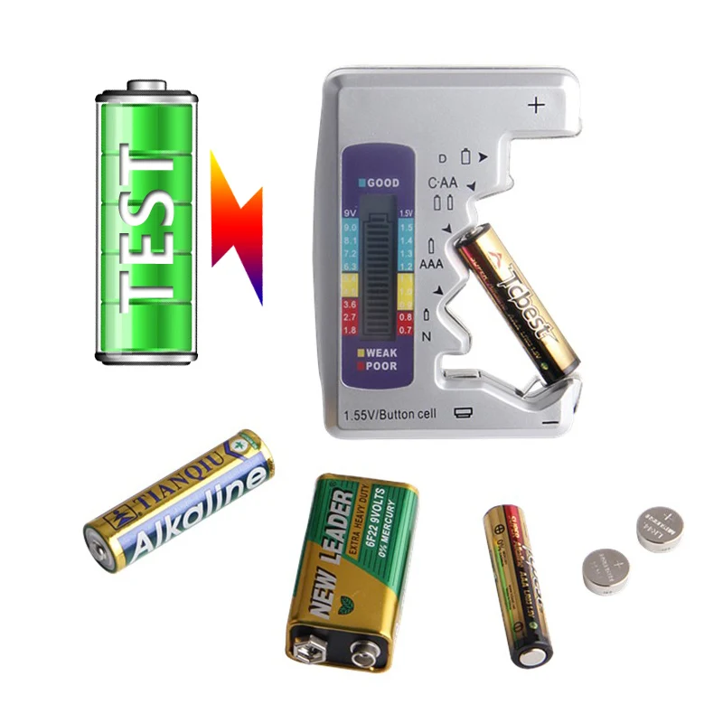 Цифровой тестер емкости аккумуляторов 9 В мини анализатор 1 55 в кнопочных