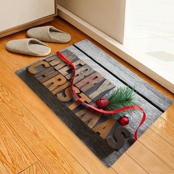 

2019 Marry Christmas Board Rug Anti-slip Kitchen Dinning Room Fireplace Floor Mat Flannel Carpet Rug Durable Xmas Floor Rug