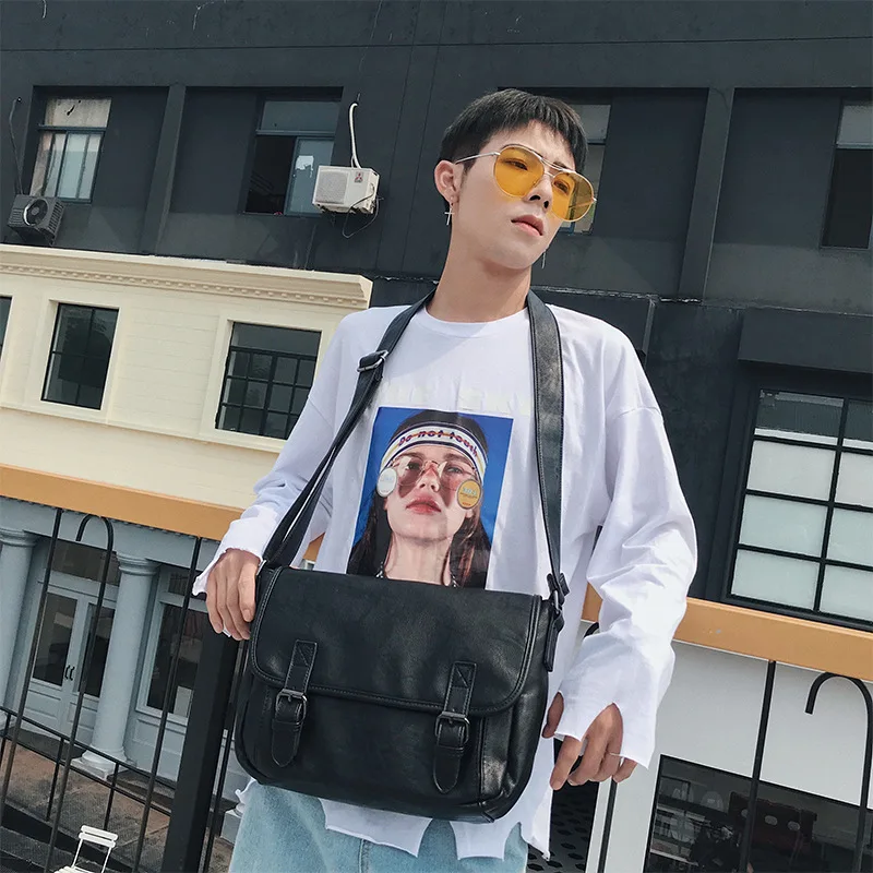Leisure Korean men's shoulder bag PU leather diagonal tide bag Korean leisure shoulder bag leisure men's bag tide men's bag
