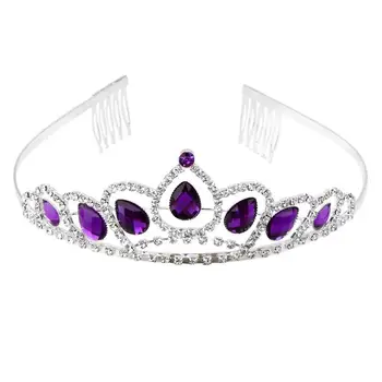 

Delicate Wedding Bridal Prom Shining Rhinestone Crown Princess Tiara Headband Headpiece with Comb Purple rhinestone crown