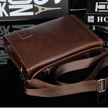 

Vintage double lock crazy horse leather shoulder handbags messenger bags for men purse