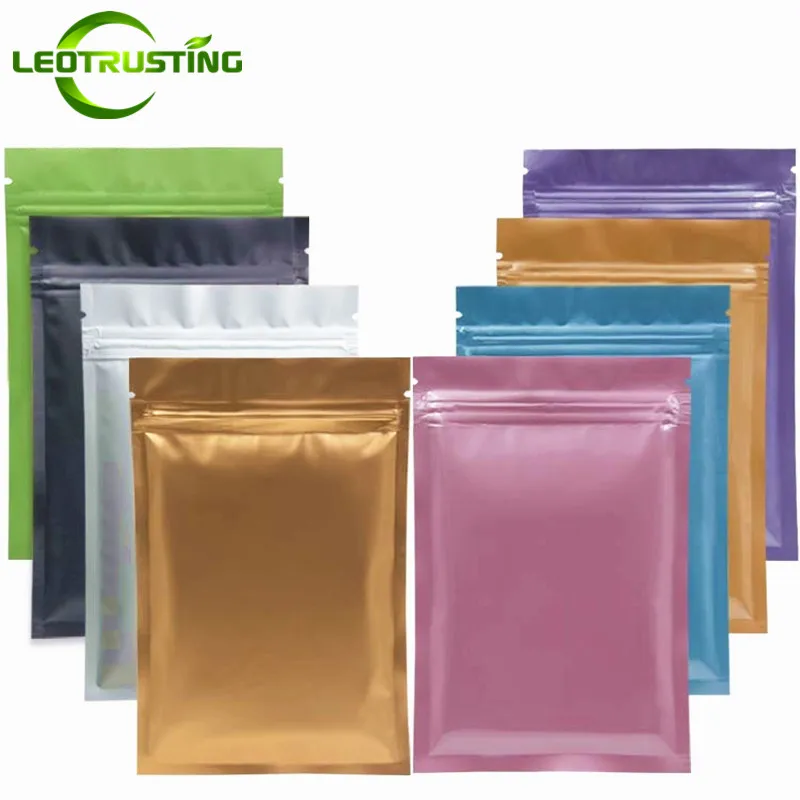 

100PCS Aluminum Foil Ziplock Jewelry Pouches Flat Resealable Powder Snack Cereals Buttery Coffee Chocolate Gift Packaging Bags