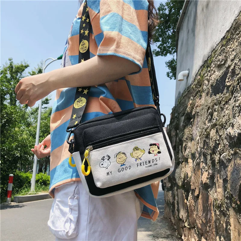 

Shoulder Bag 2019 Autumn And Winter Creative New Style Canvas Bag Large Capacity Printed Broadband Square Sling Bag Cross-body C