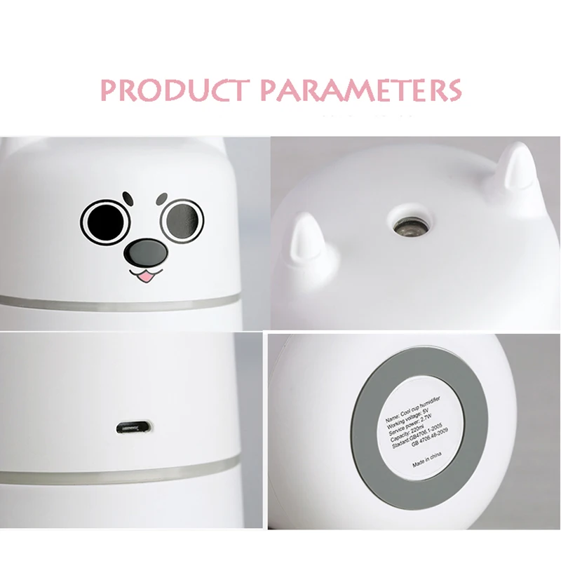 220Ml Usb Air Humidifier Ultrasonic Aromatherapy Diffuser With Colorful Night Light Nano Mister For Spa Office Car Black