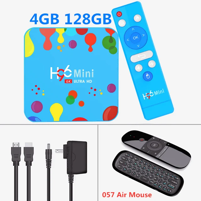 4G128G-057 Mouse H96 Мини Android 9,0 Smart tv Box ALLWINNER H6 четырехъядерный 2,4& 5,8 Ghz двойной Wifi 4GB 128GB 6K телеприставка медиаплеер домашний кинотеатр - Цвет: 4G128G-057 Mouse
