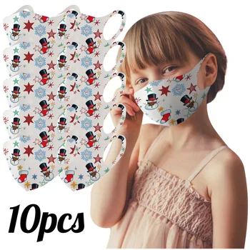 

10PCS Kids Printed Ice Silk Mask To Protect Against Dusts Haze Mask Washable Reusable Mouth Mask Adjustable Mask mascarilla