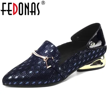 

FEDONAS 2020 Spring Summer Vintage Print SheepSkin Elegant Women Pumps Shallow Party Basic Office Shoes Woman Strange Heels