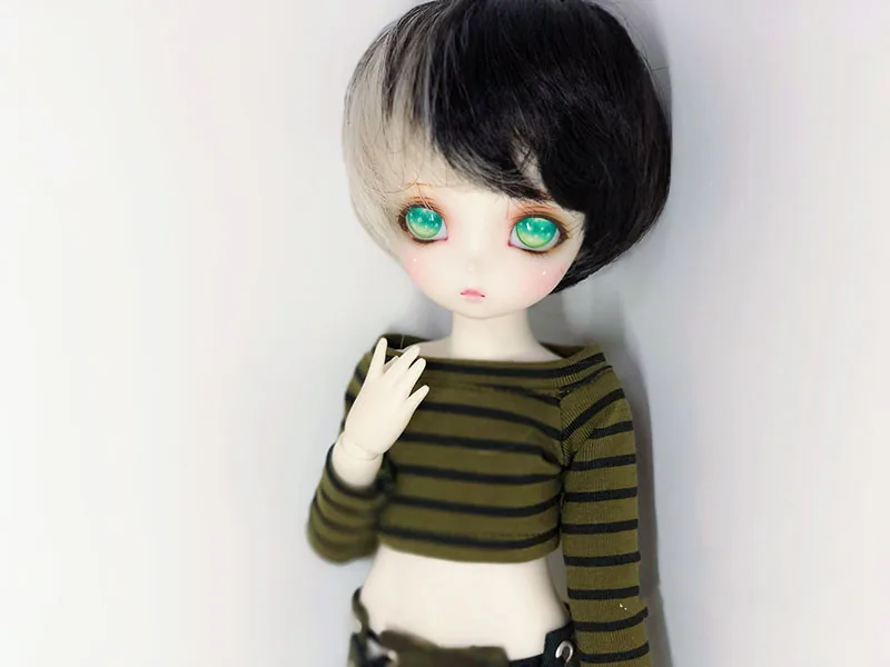 Парик для куклы Bybrana Bjd, темно-серый, средняя челка, материал из высокотемпературного волокна, подходит для размера 1/3, положительный стиль, реквизит для фотосессии