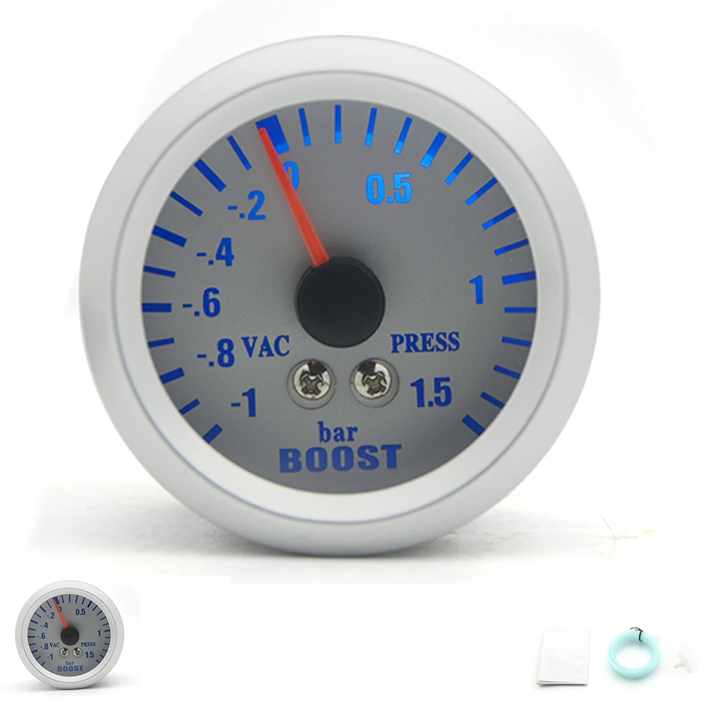 2Inch 52mm Universal Car Analog Boost Turbo Gauge -1-1.5BAR LED LIght Sliver Face | Автомобили и мотоциклы