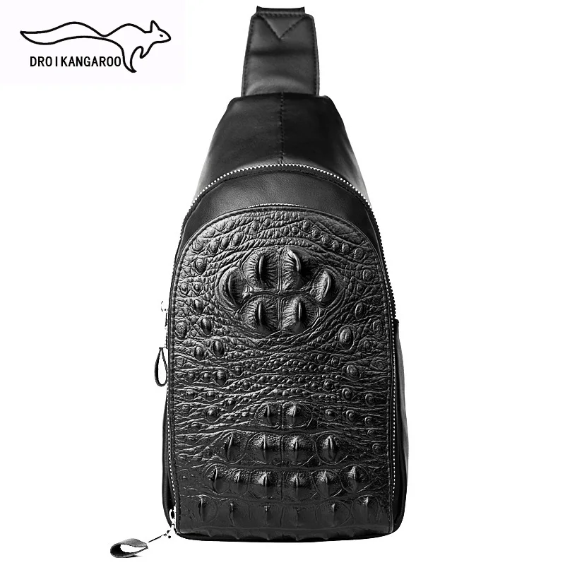 

New Style Crocodile Pattern Chest Pack Men's Korean-style Soft Genuine Leather Men Crossbody Bag Casual Backpack Shoulder Bag Wh