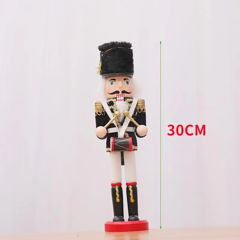 AMKOY 30CM Wooden Nutcracker Soldiers Doll Ornament Soldier With Cloak Shape Puppet Decoration Home Office Christmas Gift Toy - Цвет: E