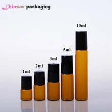 50 pçs/lote 1ml 2ml 3ml 5ml 10ml rolo de vidro âmbar em garrafas doterra recipientes amostra teste frascos de óleo essencial com bola de rolo