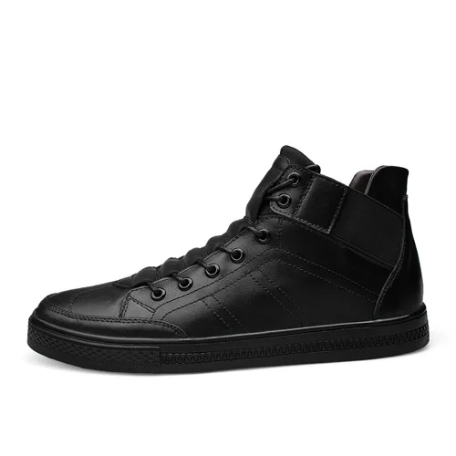 JUNJARM; высококачественные мужские ботильоны из натуральной кожи; итальянские мужские ботинки из натуральной кожи; черные мужские зимние ботинки на меху - Цвет: Black