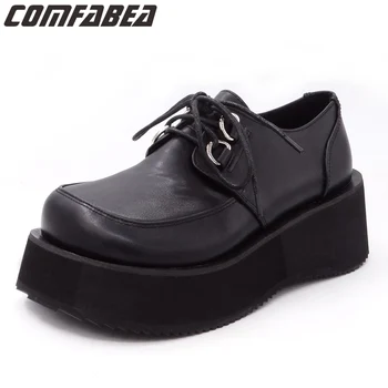 

COMFABEA Women's shoes 2020 Spring Shoes Women Platform Shoes Women Thick Sole Creepers Punk Shoe