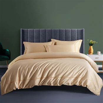 

4pcs Bedding set Luxurious 100% Cotton Flat Sheet Pillowcase Duvet Cover Sets Adults Solid Simple Adult