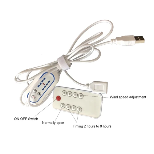 조용한 6 엽 USB 전원 천장 캐노피 팬 원격 제어, 타이밍 4 속도 걸이식 팬 캠핑 침대 기숙사 텐트 3
