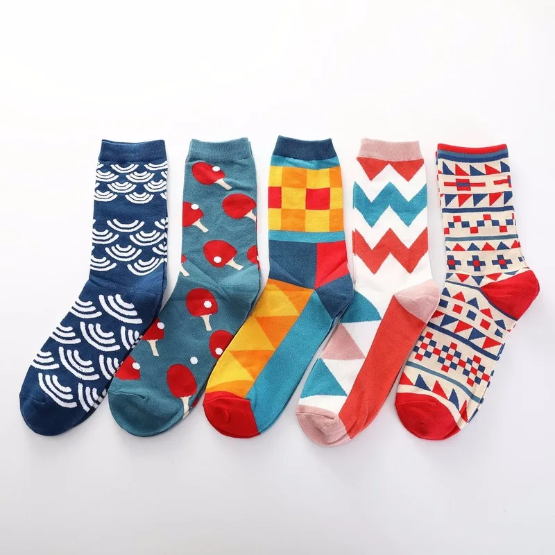 

1 Pair of British Style Tide Socks Table Tennis Series Couples In Tube Cotton Socks Casual Wild Socks Women Kawaii Harajuku