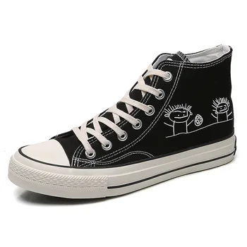 

New Canvas Vulcanize Shoes Men Fashion Sneakers High Top 2020 New Male Fashion White/black Shoes Sneakers Flats