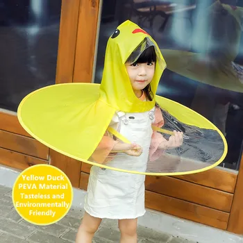 

Net Red Environmentally Friendly Creative Odorless UFO Shape Umbrella Hand Free Cartoon Pattern Kids Flying Raincoat