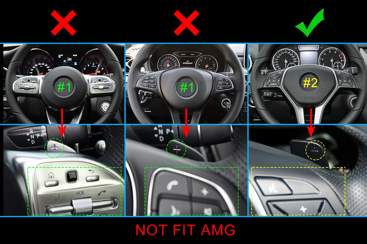 Option 2 Steering Wheel Gear Shift Paddle Extend For Mercedes Benz A B C E S G CLA CLS GLA GLB GLC GLE GLK GL GLS SL SLK SLC Class Black - Цвет: Option 2