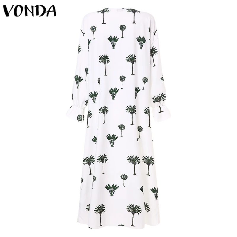 VONDA/винтажное платье с принтом для беременных; длинное платье с длинными рукавами и цветочным принтом; сезон лето года; пляжный сарафан; повседневные свободные вечерние платья; Vestido