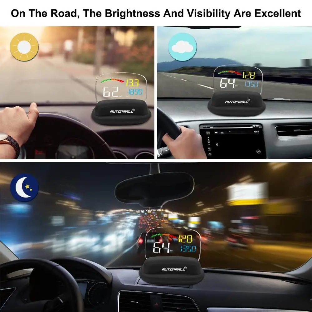 Head-Up Display OBD II GPS Speedometer Alarm Function Practical 2 In 1 HD C800 On-board Computer Speed Projector Car HUD