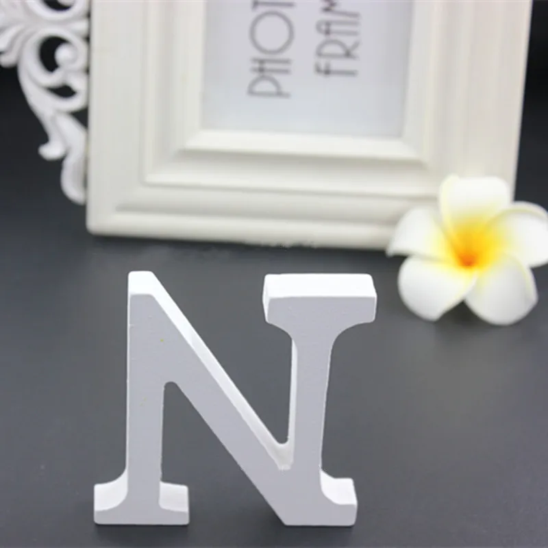 1pc 8CM White Wooden Letters English Alphabet DIY Personalised Name Design Art Craft Wedding Home Decor letters room decoration - Цвет: ZM-N