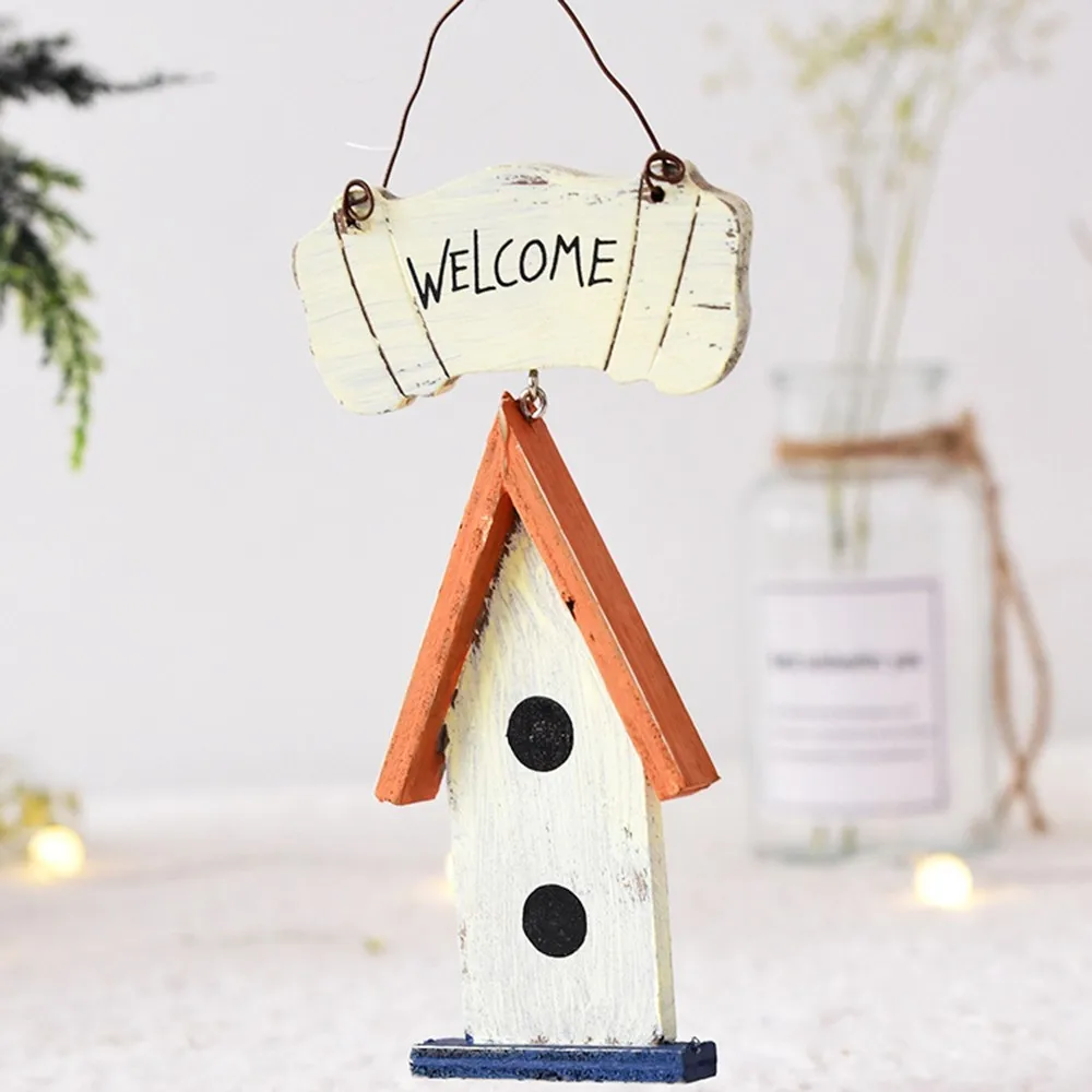 Nordic Christmas Tree Hanging Clip Wooden Painted Hut Pendant Wood Merry Christmas Decorations Decoration New Year Ornaments