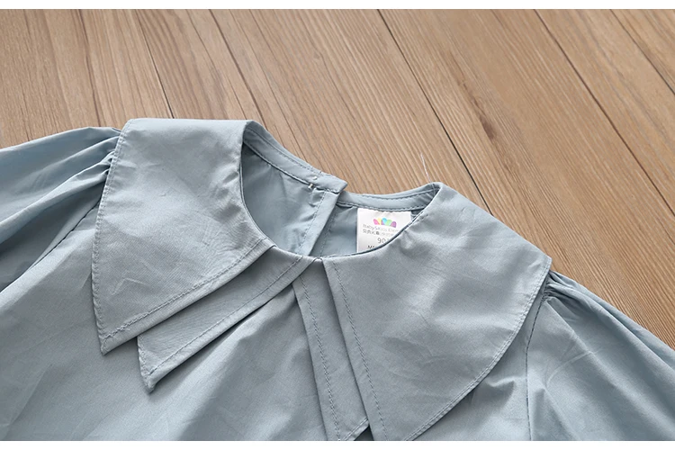 Весенне-осенняя одежда для детей 2, 3, 4, 6, 8, 10 лет, хлопковые однотонные Детские блузы рубашки свободного кроя с длинными рукавами-буфами для девочек