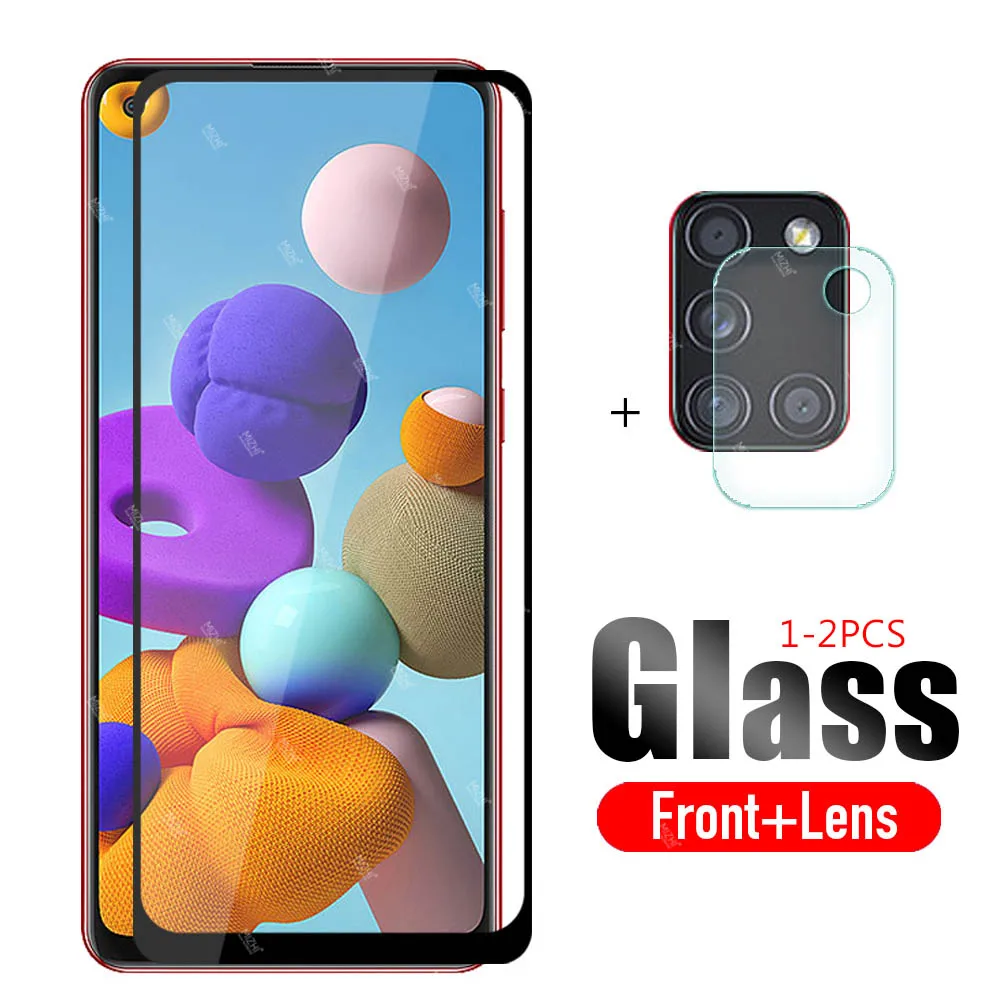 Protector de cristal templado 2 en 1 para Samsung A21s 2020, protector de lente de cámara para Samsung Galaxy A 21 s A21s 21 s A217F