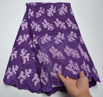 

French Tulle Lace African 100% Cotton Lace Fabric Latest Swiss Voile Lace In Switzerland With Stones For Wedding Dress 5 Yards