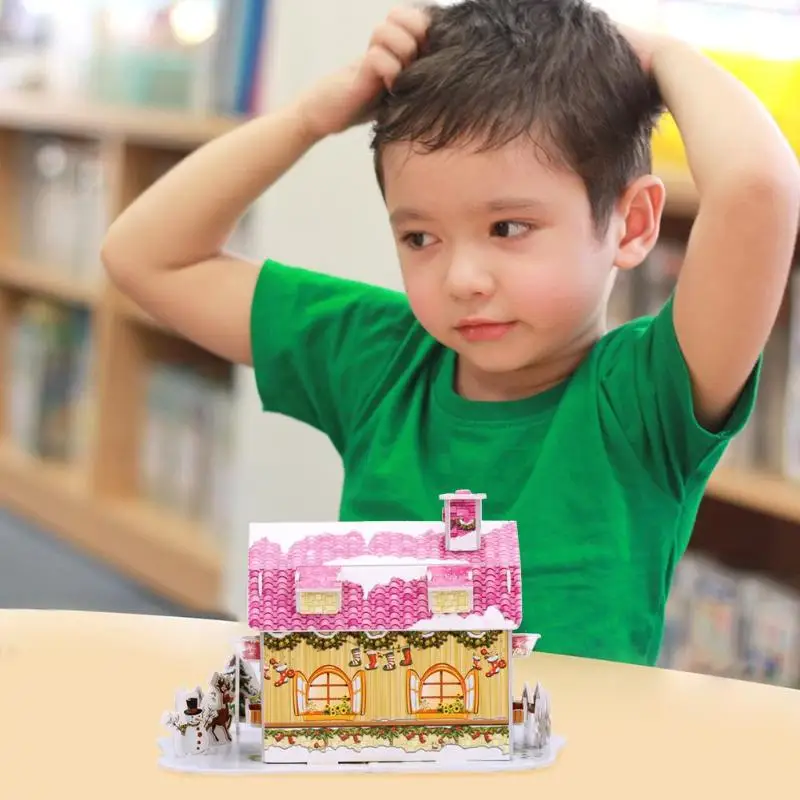 Рождественские конфеты дом 3D головоломки игрушки DIY Творческий мультфильм строительные модели