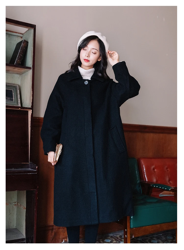 5282# для фотосессии осенняя и зимняя новая стильная популярная шерстяная Женская куртка средней длины в стиле Хепберн