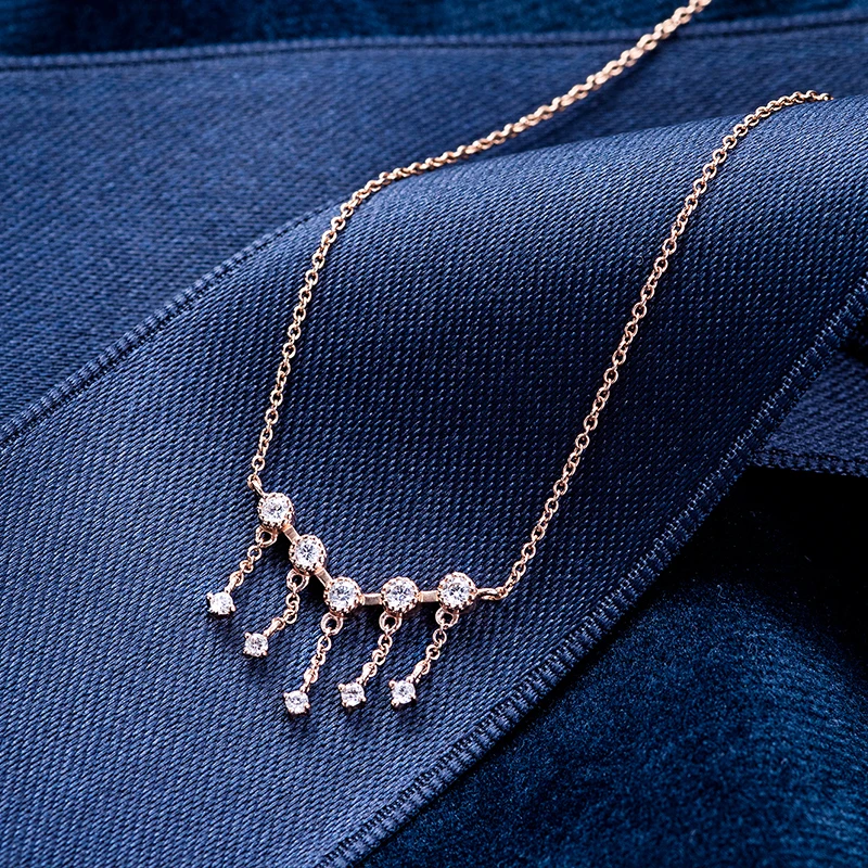 Aazuo, 18 K, розовое золото, настоящая Алмазная фея, кисточки, кулон с цепочкой, ожерелье для женщин, очаровательные ювелирные изделия, подарок Au750, Рождество
