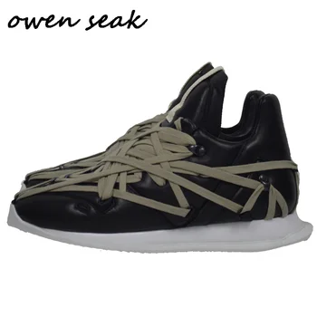 

20ss Owen Seak Men Casual Shoes Ankle Boots Luxury Trainers Genuine Leather Lace Up Sneaker Winter Boots Brand Flat Black Shoes