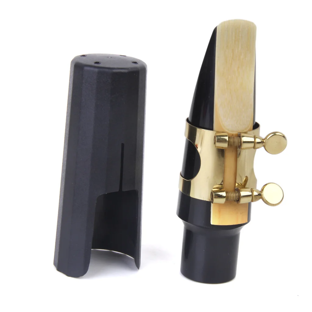 4pcs Tenor Saxophone Sax Mouthpiece + Reed + Reed Guard + Cleaning Brush Set