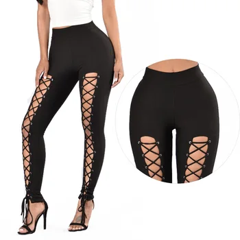 

Sexy Leggings Sport Women Fitness Ankle-Length High Waist Solid Slim Standard Gothic Knitted Womens Clothing Leggings