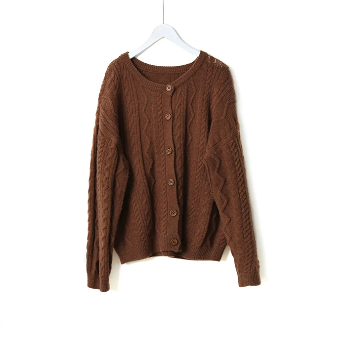 Knitting Cardigan Women Sweater Long Sleeve o Neck Front Buttons Knitwear Autumn Winter Tops Vintage Crochet Sweaters Female