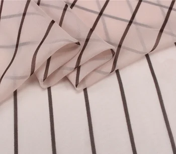 

Striped design on pink pure silk georgette gauze silk fabric 10momme 140cm width,SCG598